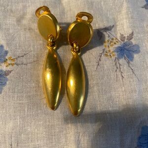 Badass Vintage Matte Gold-Tone Long Clip-On Earrings